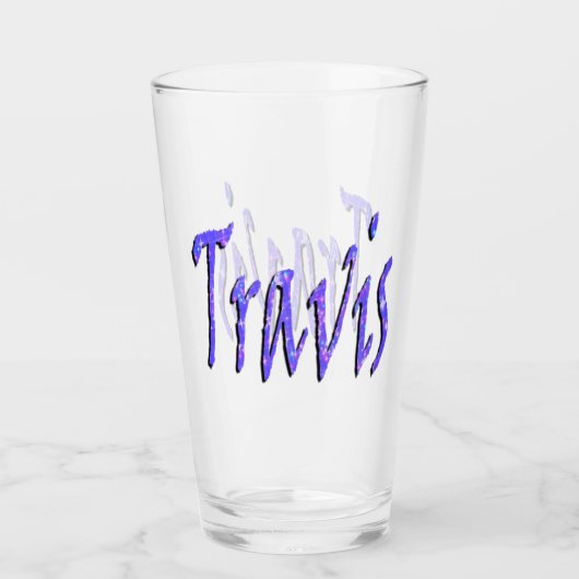 Verre Bleu Starry Nom de Travis Logo, (Devant)