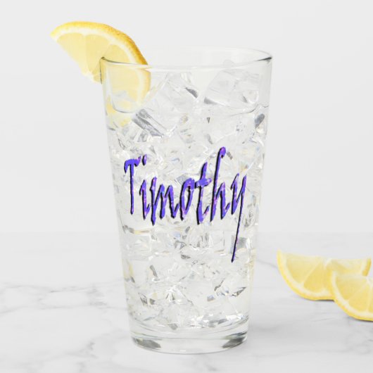 Verre Bleu Starry Timothy Nom Logo, (Devant glace)