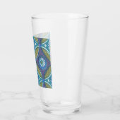 Verre Bleu vert Rustique Boho Motif circulaire géométriq (Gauche)