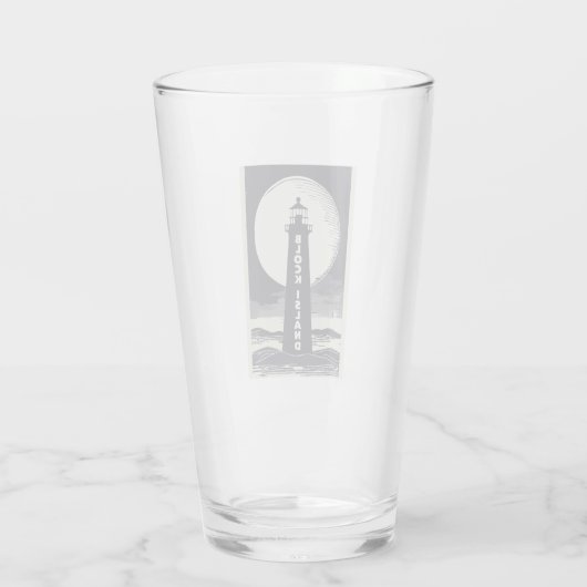 Verre Block Island Lighthouse Rhode Island Moon (Dos)