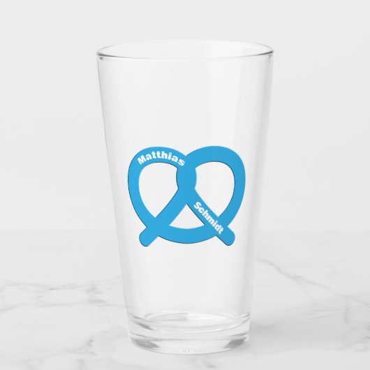 Verre Blue and White Pretzel Funny Brezel Oktoberfest (Devant)