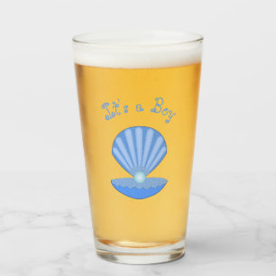 Verre Blue Baby Boy Coquille d'huîtres et Pearl Papa d'ê