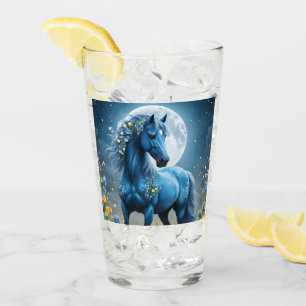 Verre Blue Fantasy Cheval Magique Fleurs de Lune,