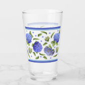 Verre Blue Hydrangeas Motif frontière (Dos)