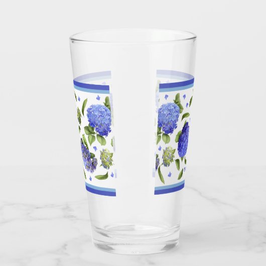 Verre Blue Hydrangeas Motif frontière (Gauche)