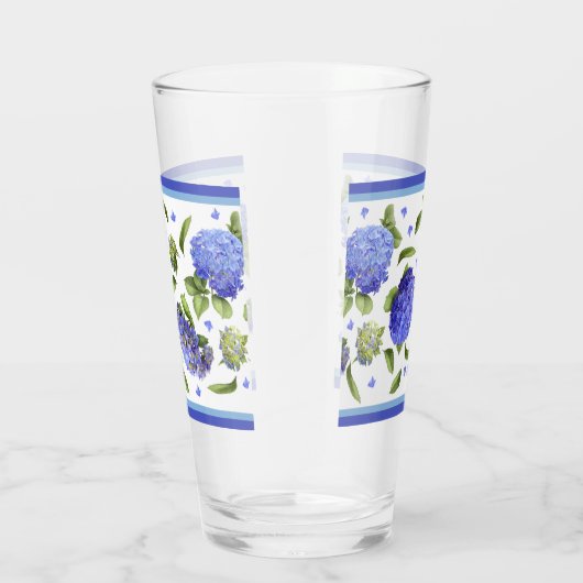 Verre Blue Hydrangeas Motif frontière (Droite)