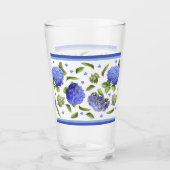 Verre Blue Hydrangeas Motif frontière (Devant)