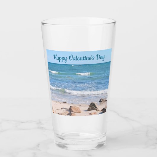 Verre Blue Ocean Shore Valentines Day Beach One Photo (Devant)