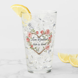 Verre Blush Romantic Rose Floral Coeur Amour