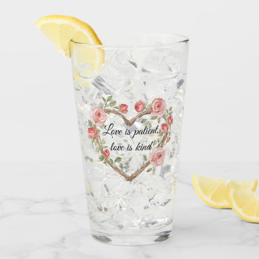 Verre Blush Romantic Rose Floral Coeur Amour (Devant glace)