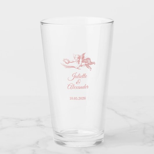 Verre Blush Toile de Jouy Wedding Glass Cup with Cherub (Devant)