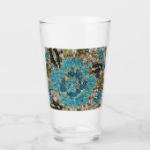 Verre bohème girly chic argent turquoise fleur bleu (Devant)
