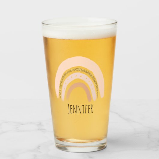 Verre Boho élégant arc-en-ciel rose et or (Devant (rempli))