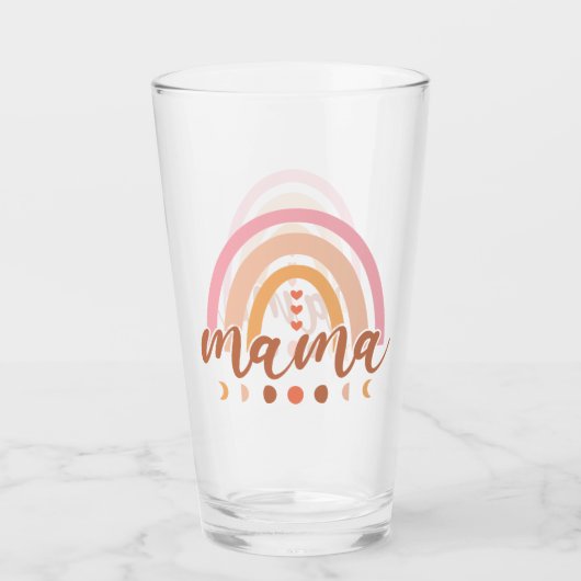 Verre Boho Rainbow Mama avec phases de lune (Devant)