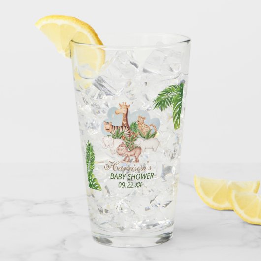 Verre Bois Animaux Jungle Baby shower de verdure (Devant glace)