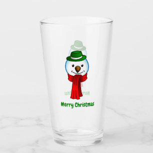 Verre Bonhomme de neige joyeux avec son écharpe rouge