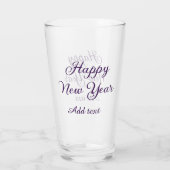Verre Bonne année calligraphie violette simple minimalis (Dos)