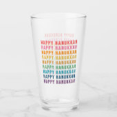 Verre Bonne Hanoukka | Typographie simple des couleurs a (Devant)