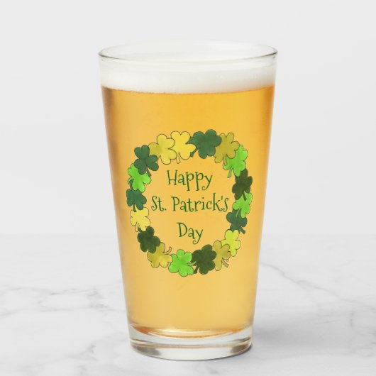 Verre Bonne Saint Patrick's Day Green Shamrock Wreath (Devant (rempli))