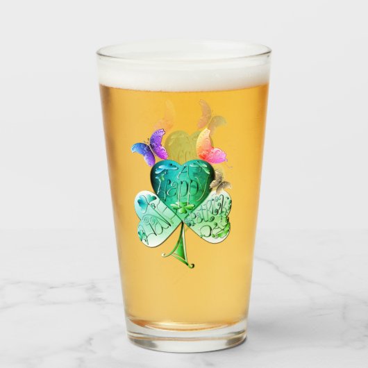 Verre "Bonne St. Patrick's Day" Shamrock vert (Devant (rempli))