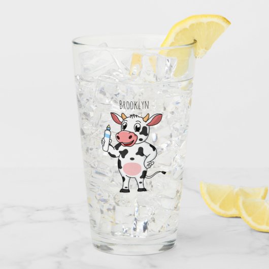 Verre Bonne vache avec dessin animé de biberon (Dos glace)