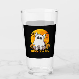Verre Boo Bulldog avec araignée Citrouille et lune