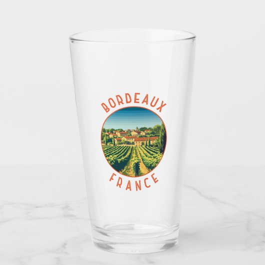 Verre Bordeaux France Rétro Cercle Distressé (Devant)