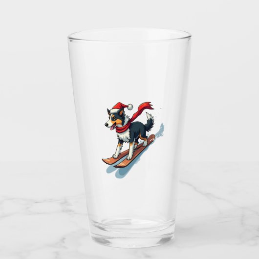 Verre Border Collie Snowboardeur (Devant)