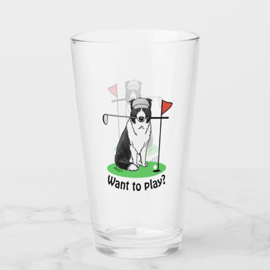 Verre Bordure Collie Chien Jouer Golf (noir & blanc) Amu (Dos)