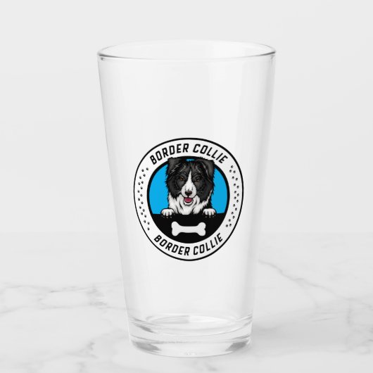Verre Bordure Collie Peeking Illustration Badge (Devant)