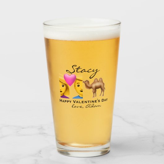 Verre Bosse de couples de coeur d'amour de heureuse (Devant (rempli))