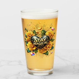 Verre Bouquet enchanteur de Roses d'or et de coeur