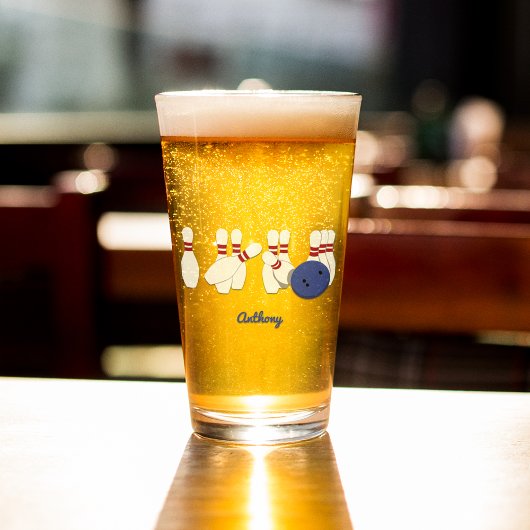 Verre Bowling Ball et Pins Personnalisé