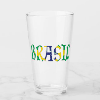 Verre Brasil en portugais en couleurs du drapeau