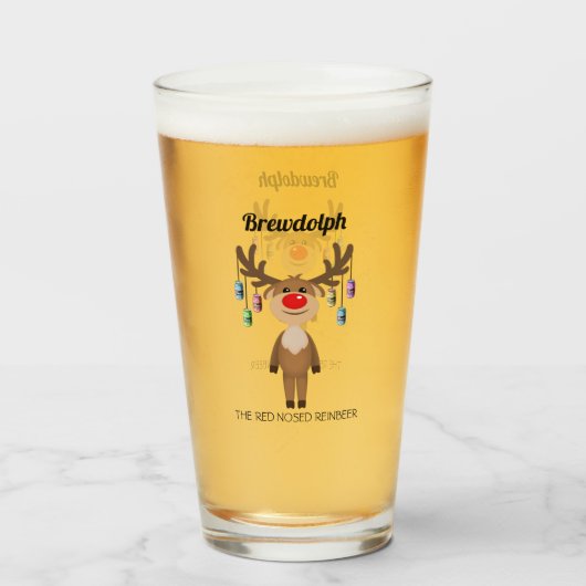 Verre Brewdolph la bière à nez rouge (Devant (rempli))