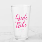 Verre Bride Tribe Script moderne Hot rose Bridesmaid (Devant)