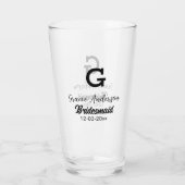 Verre Bridesmaid ajouter nom monogramme simple minimal m (Dos)