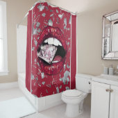 Verre brisé rouge et diamants rideau de douche (En situation)