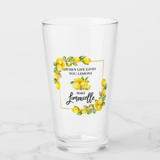 Verre Brosse Script Aquarelle Citrons Limoncello (Devant)