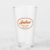 Verre Brûlé orange stylisé Nom Mariage Best Man (Devant)