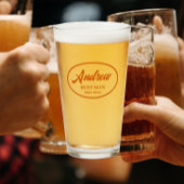 Verre Brûlé orange stylisé Nom Mariage Best Man