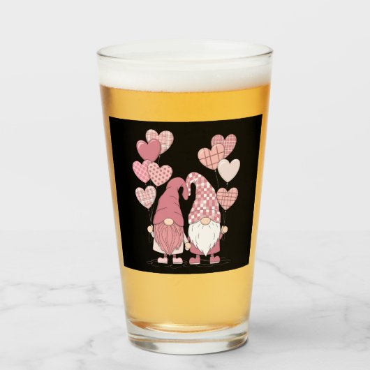 Verre Buffalo rose Plaid Heart Gnomes Saint-Valentin (Devant (rempli))