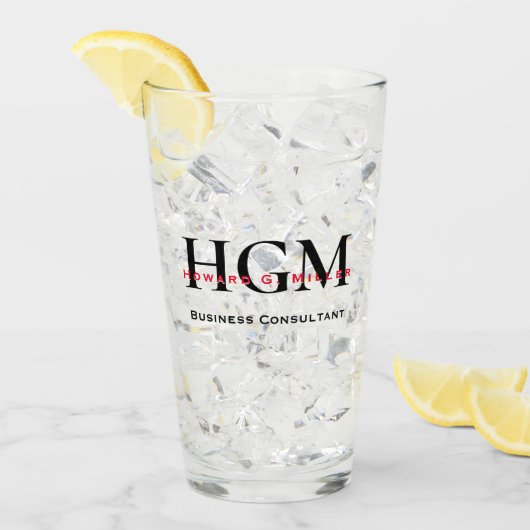 Verre Business Modern Black Red 3 Lettre Monogramme Logo (Devant glace)