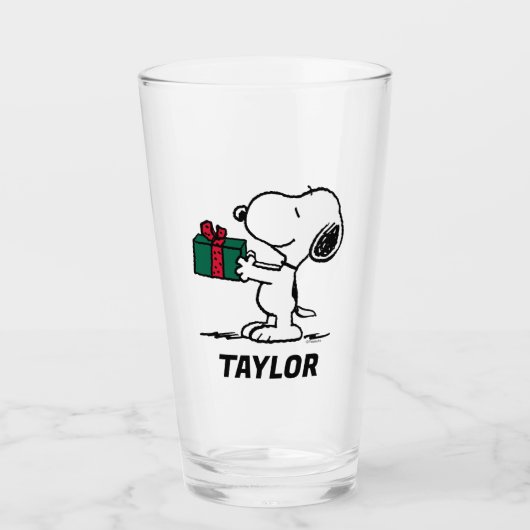 Verre cacahuètes | Noël Snoopy | Ajouter Votre Nom (Devant)
