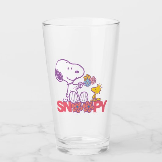 Verre cacahuètes | Snoopy & Woodstock Flowers (Devant)
