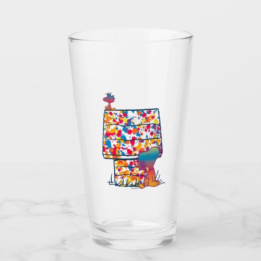 Verre cacahuètes | Snoopy & Woodstock Rainbow Paint (Devant)
