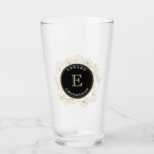 Verre Cadeau Black Gold Groomsman Pint Glass (Devant)