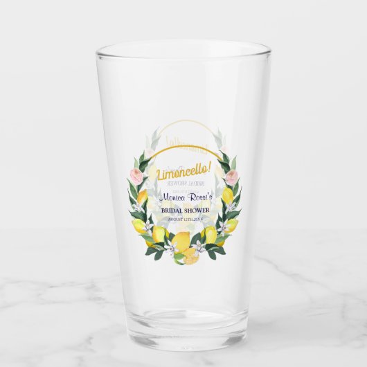 Verre Cadeau de Fête de Fiançailles Limoncello Carreaux  (Devant)
