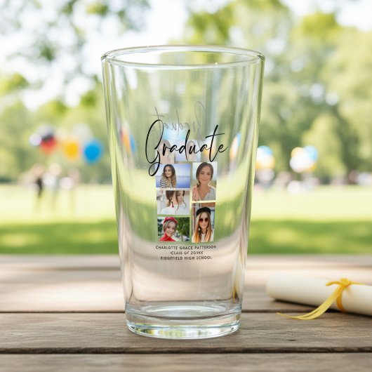 Verre Cadeau de fin d'études photo élégant cinq