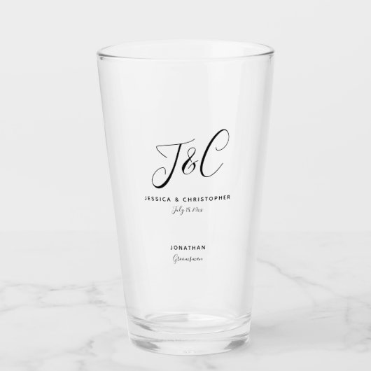Verre Cadeau de garçon d'honneur Monogramme Initiales Ma (Devant)